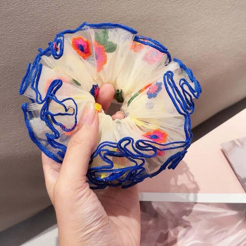 Large Intestine Circle Floral Hair Rope Korean Style Bun Rubber Bands Flower Lace Hair Ring  Daily