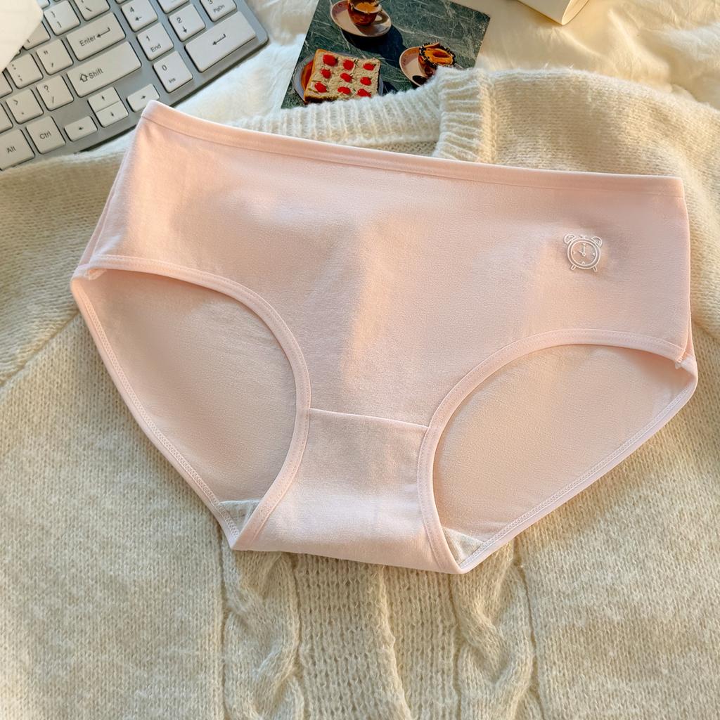 Ladies Summer Sweet Cotton Antibacterial Extension Crotch Breathable Mid Waist Triangle Briefs
