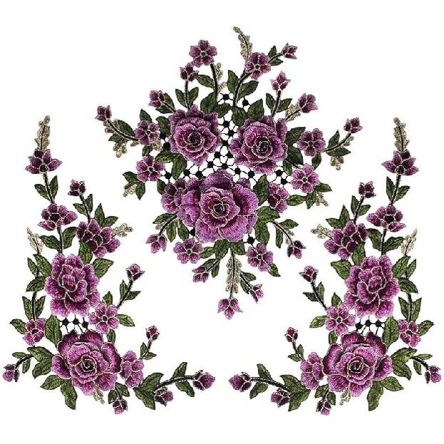 1set 3D Flower Embroidery Applique Lace Fabric Patches for Dress Garment Decorated DIY Sewing Accessories T2579 (Green)