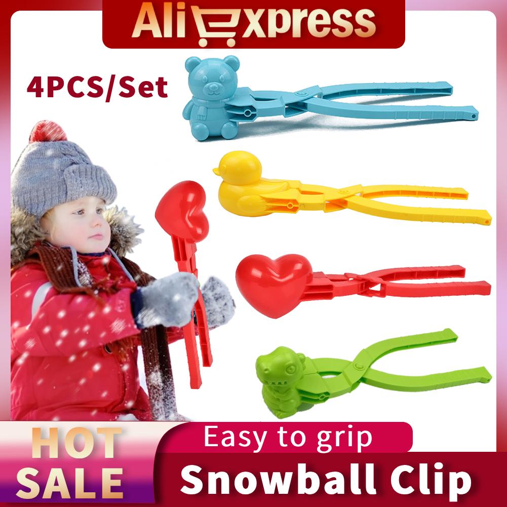 4pcs/set DIY Snow Balls Model Clamps Multi-shape Cartoon Snow Ball Maker Gadgets Snow/Sand Grasping Toy Kids Gifts for Christmas