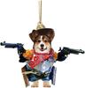 Acrylic Unique Dog Gun Car Ornament Festive Cartoon Style Decor For Auto Interiors