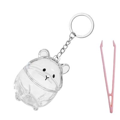 Travel Portable Hamster Furs Storage Keyring Visible Display Case Plastic Animal Hair Collector Pendant For Pet Lover