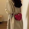Mini Valentine's Day Heart Shaped Shoulder Bag, Solid Color Zipper Crossbody Wallet For Women, Punk Style Handbag