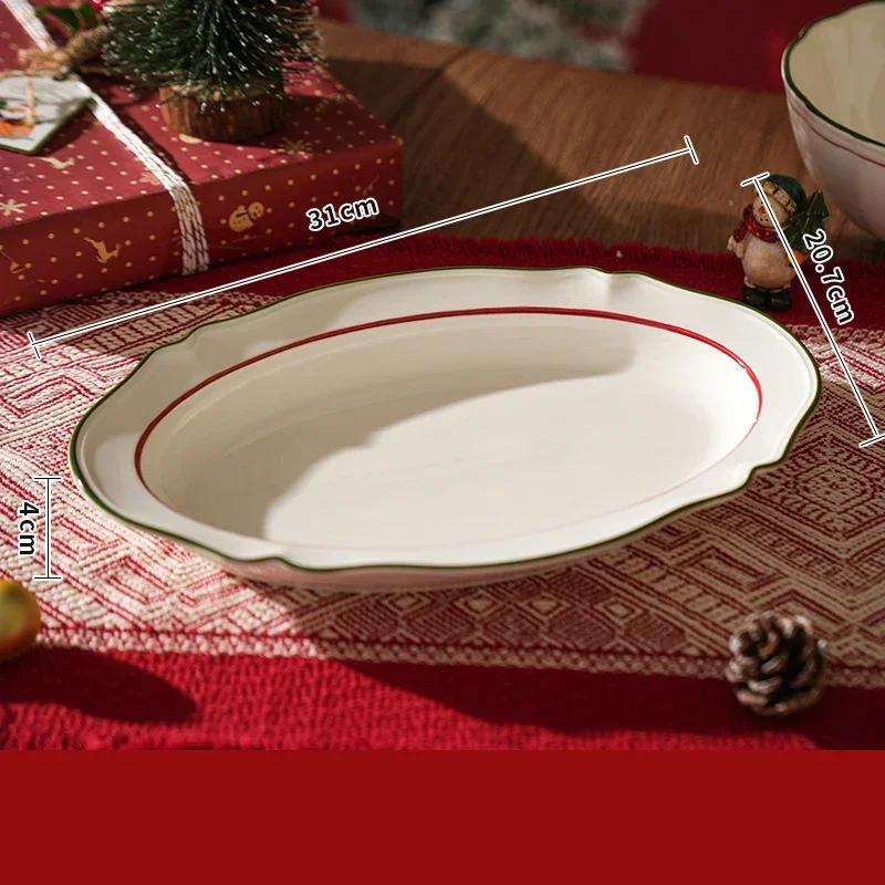 Creative Christmas Tree Ceramic Plate Set High End Restaurant Dessert Plates Breakfast Delicious Salad Plate Exquisite Tableware