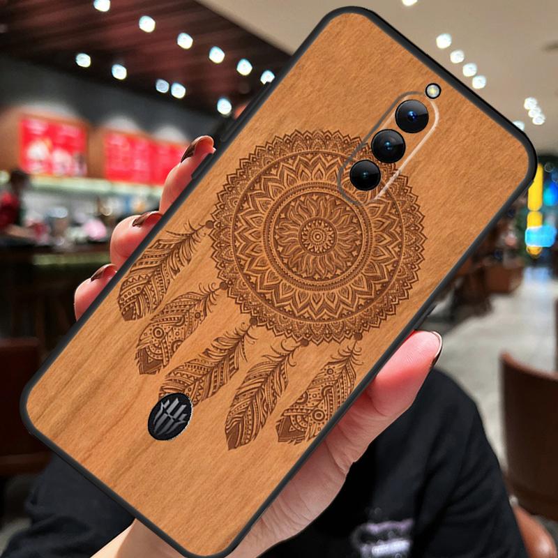 Mandala Floral Wood Case For ZTE Nubia Red Magic 8S 9S 10S 8 9 10 Pro Plus 6S 7S 6 7 Pro 5G 6R 11 Pro Plus Cover
