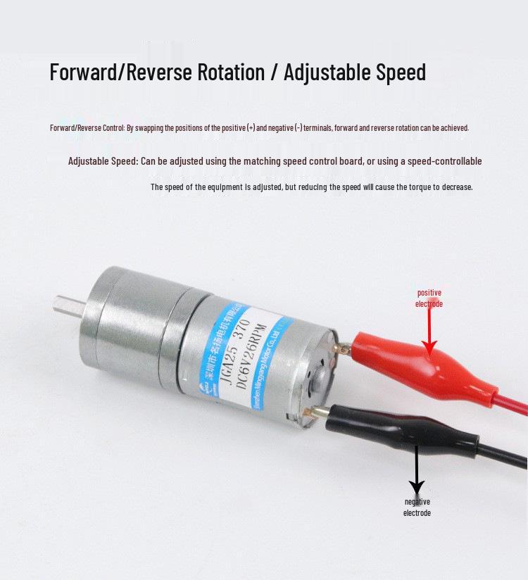 Compact 12V DC Geared Motor JGA25-370 - Low-Speed Brushed Electric Motor