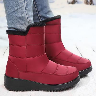 Damen Baumwollschuhe Winter Neuer Stil mit Plüsch und Dicke Schneestiefel, Wasserdicht und Rutschfest, Ein Fuß Baumwollstiefel