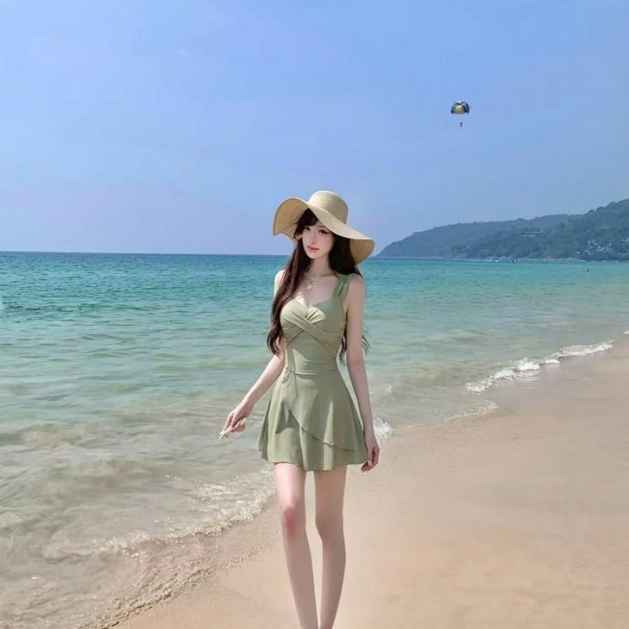 Swimsuit Women's 1011 New Sleeveless Dress Sexy Pure Desire Wind Cover Belly and Look Skinny Hot Spring Resort Swimsuit