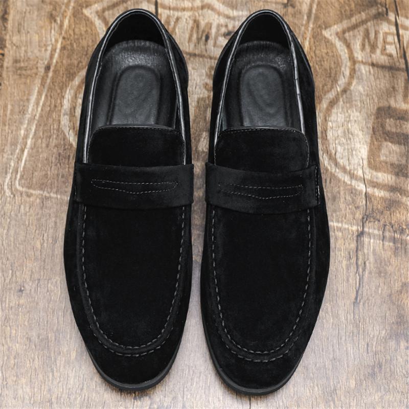 New Designer Gentleman Pointed Brown Black Wedding Formal Suede Leather Shoes For Men Casual Loafers Homecoming Dress Footwear