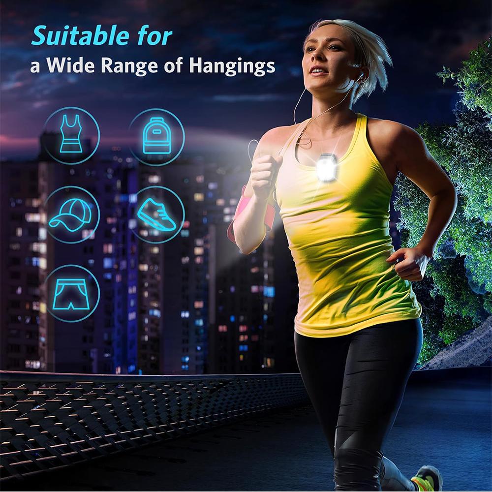 2x USB Rechargeable LED Outdoor Night Running Light for Runners Camping Plastic