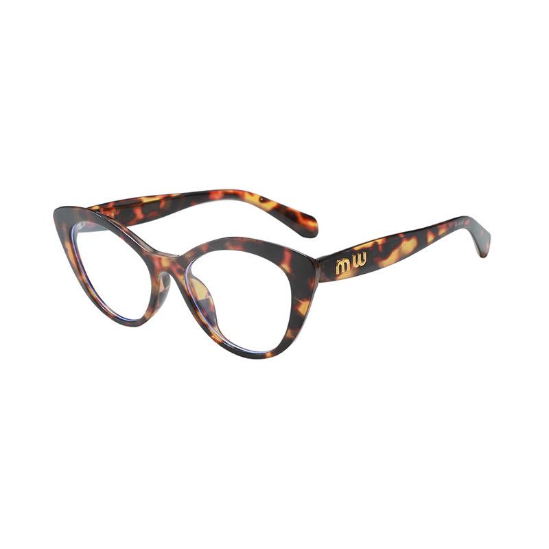 High-End Women's Leopard Print Cat Eye Sunglasses - Slimming Retro European & American Style