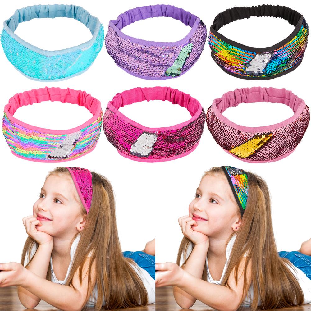 

женщины Девушки Мода Hairband Magic обратимые блестки Повязки Двойные цвета Русалка Голова Ремешок Аксессуары