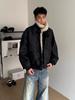Unisex American Retro Patchwork PU Leather Jacket with Fur Collar - Winter Warm Golden Eagle Cotton Padded Outerwear