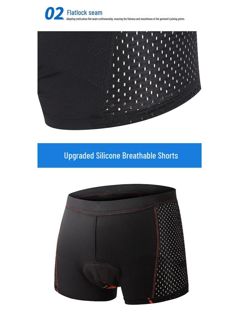 Shock-Absorbing Silicone Mountain Bike Underwear - Breathable, Quick-Dry, Padded Cycling Shorts.