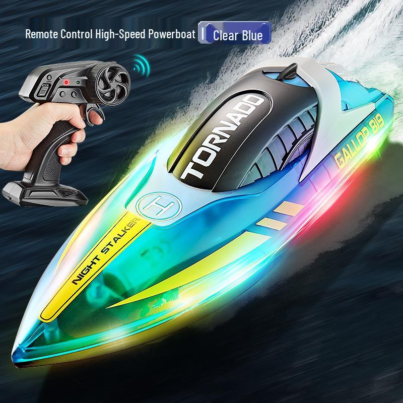 HJ819 Remote Control Speedboat: High-Speed, Rechargeable 2.4G RC Boat with LED Lights, Perfect for Kids
