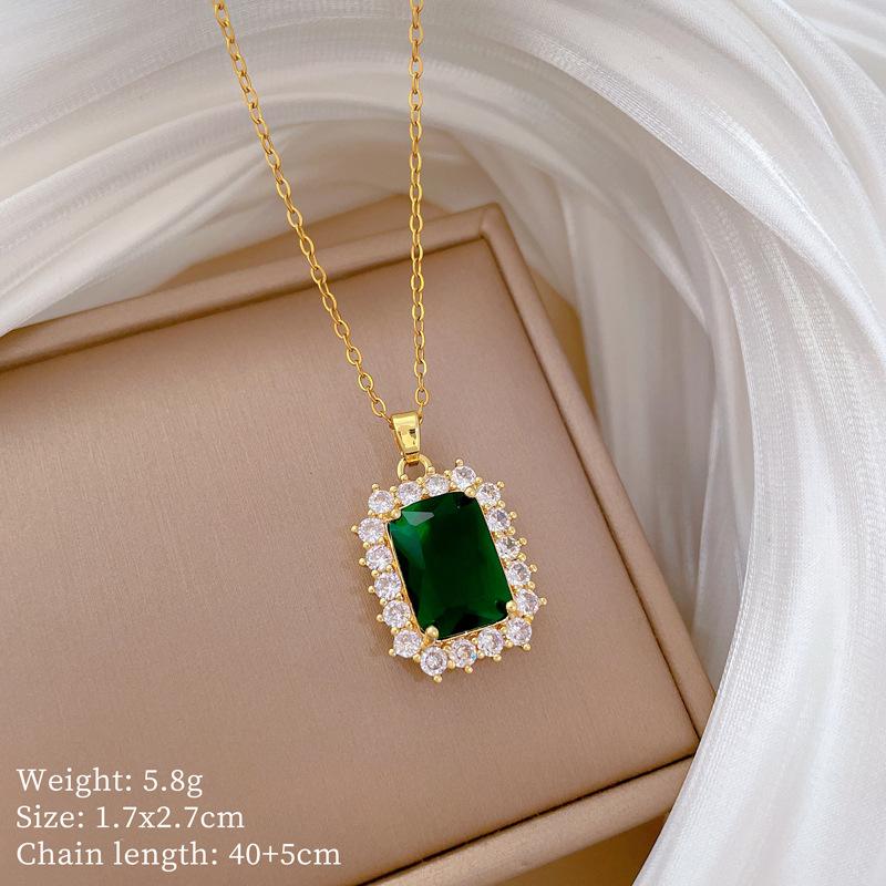 Multi-Element Style Copper Micro-Inlaid Necklace Combination Female Real Gold Electroplated Exquisite Collarbone Chain
