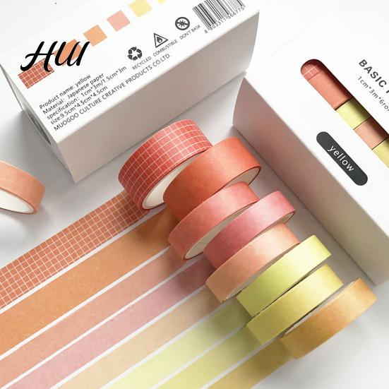 Scrapbooking Decorative Tape 8 Rolls Washi Set, Stickers, Aesthetic Solid Color Tapes Neat Storage Set for Supplies, Journaling Junk Journal, Wrapping