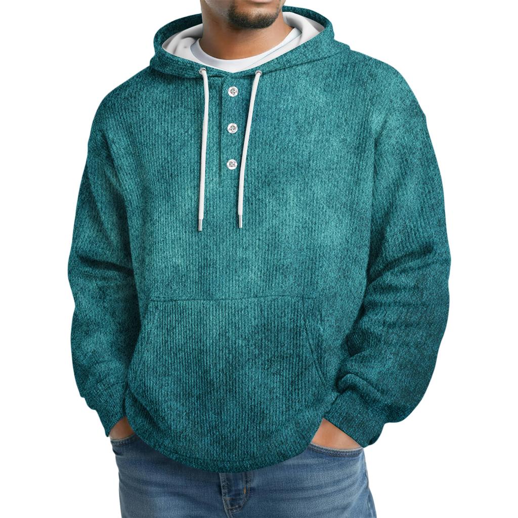 Pánská pletená mikina s kapucí, ležérní mikina s dlouhým rukávem