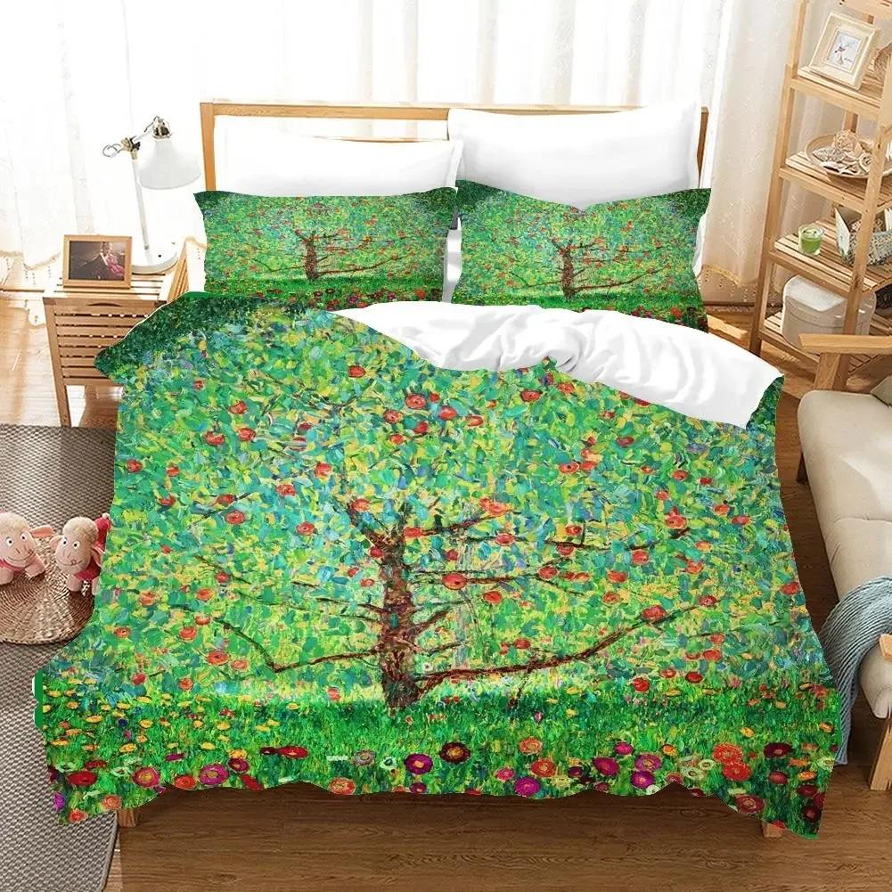 Angel  Oil Painting Bedding Set Ancient Art Duvet Cover Cartoon Warm Bed Quilt Cover Kids Bedroom Bed Cover Set Green