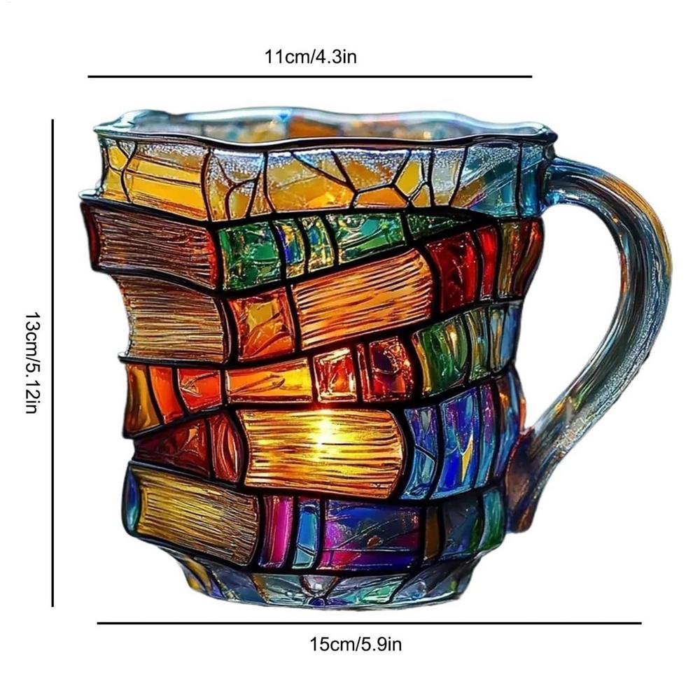 

3D Book Stack Coffee Mugs Painted Book Mug with Handle Novelty 3d Painted Books Coffee Mug for Book Lovers Collection 301-400ml