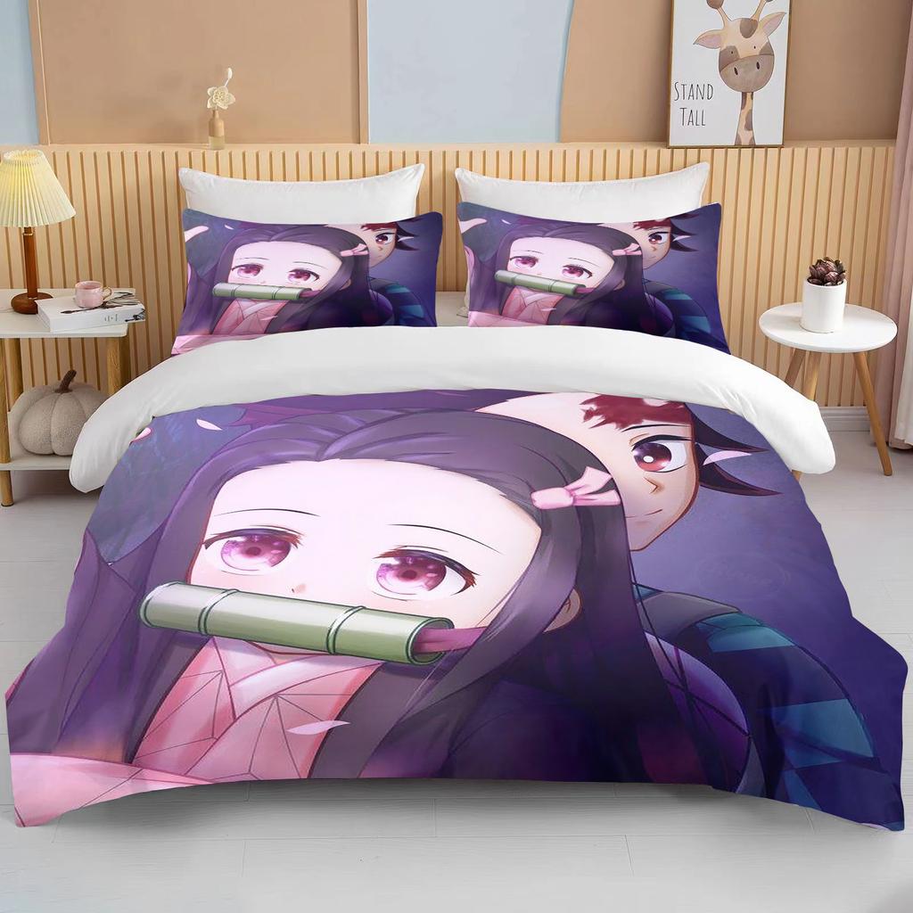 Nezuko Kamado ložní souprava Anime Demon Slayer Povlak na přikrývku Přikrývka Povlečení Single Twin Full Queen Size 3d Děti Dívka Chlapci dárek