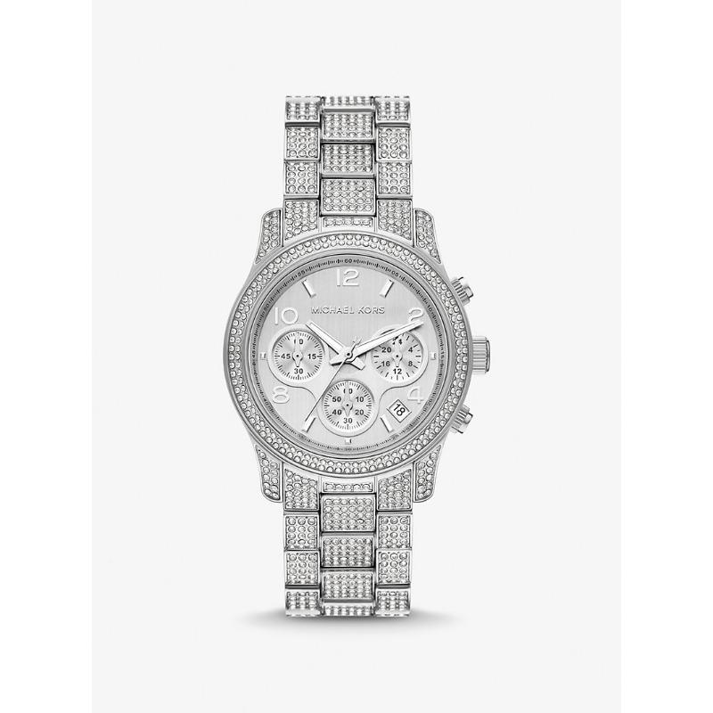 Часы Michael Kors Runway с паве, серебристый тон, MK7434 серебряный
