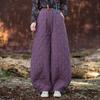 Johnature Women Vintage Winter Warm Bloomers Pants Solid Color Elastic Waist Trousers Loose Pocket Pants