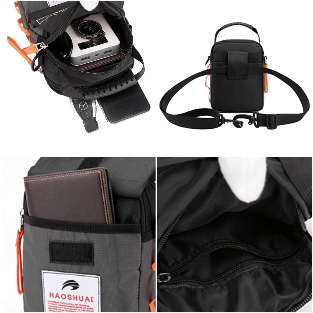 Cazycazun Mała Torba Kurierska na Ramię Duża Męska Torba, Lekka, Torebka, Torba, Pojemność, Wodoodporna, Odporna na Ścieranie (Szary)