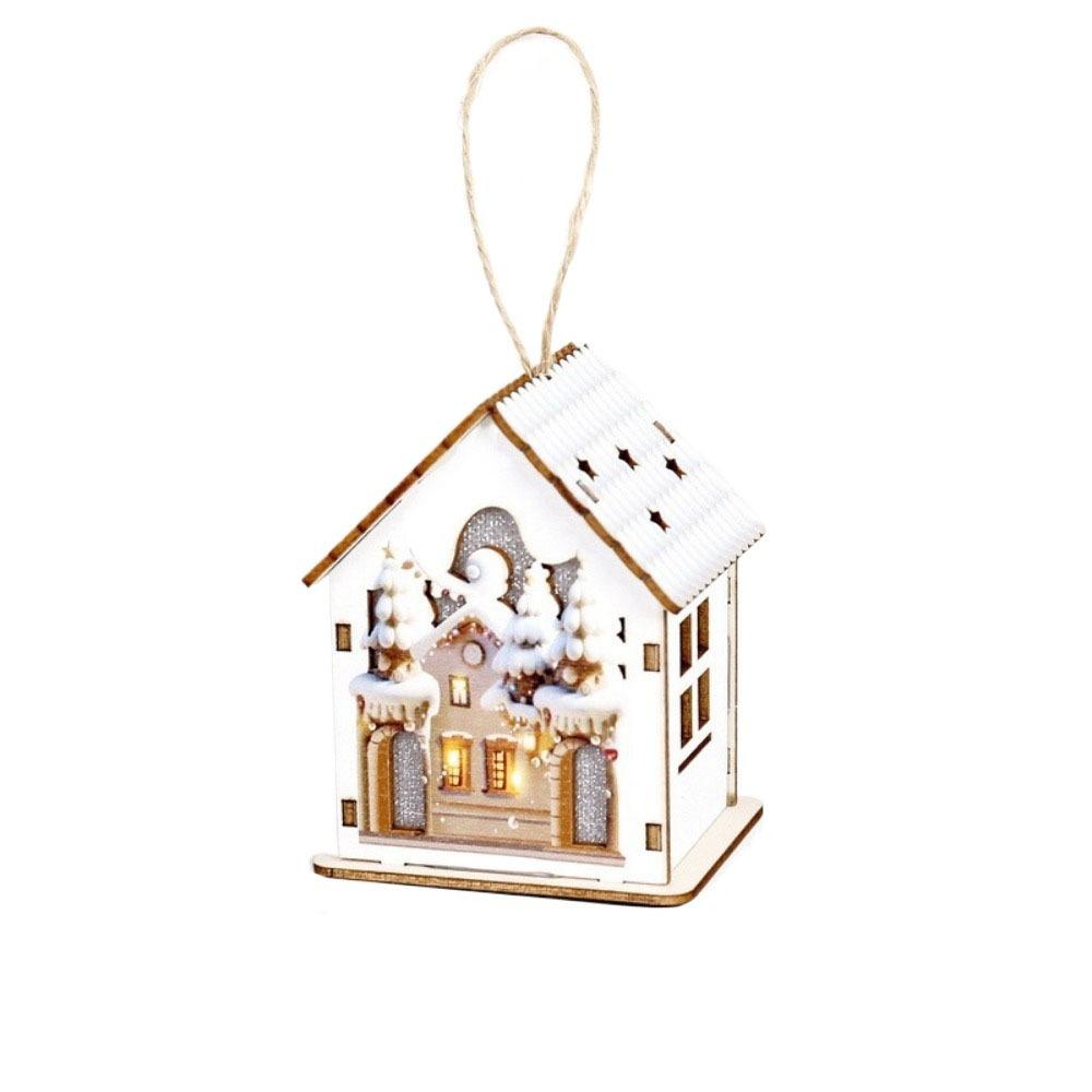 Colorful Christmas LED Light Wooden House Cute Luminous Cabin Wooden Luminous Huts Kids Gifts