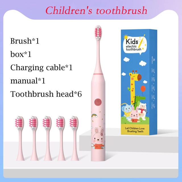 Child's Sonic Electric Toothbrush USB Charging Ultrasonic Clean With Replacing brush head Cartoon Lovely Children's brush Kid's