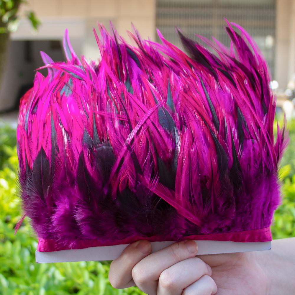 

1 Метр Натуральная Отделка из Перьев Фазана 10-15 см Высококачественная Лента из Перьев для Поделок Вечеринки Свадебного Платья Декоративные Аксессуары ярко-розовый