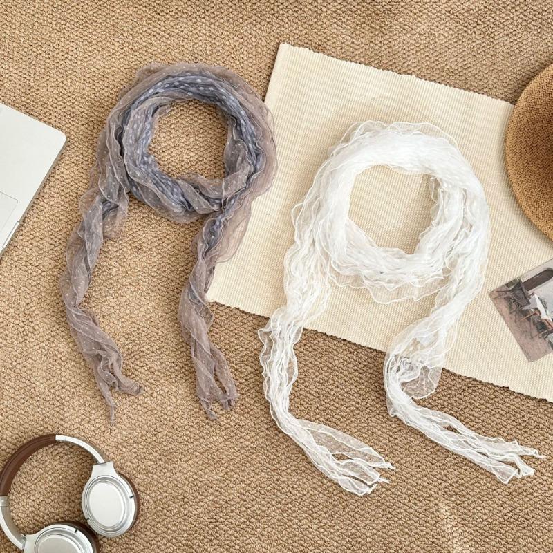 Silk scarf new versatile neck protection scarf irregular lace lace scarf scarf shawl triangle scarf waist tie