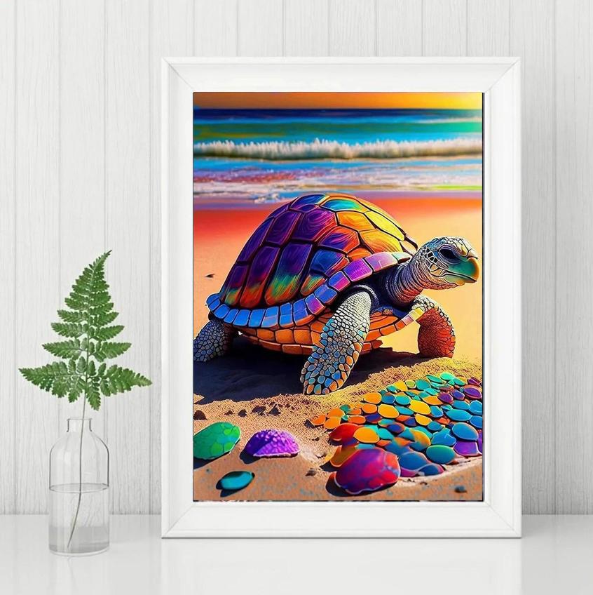 5D DIY Full Circle Diamond Painting "Colorful Turtle" Embroidery Cross Stitch Home Decor Gift