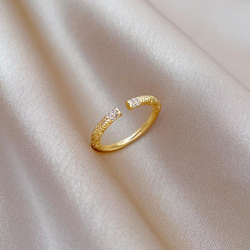 Echtgold Schwarzer Mythischer Wukong Ring Öffnend Verstellbar Einfacher Schmuck Japanischer Ring Partnerring