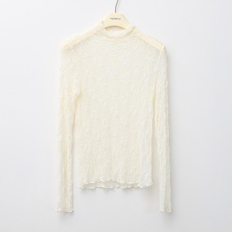 

Весенний кружевной дизайн: Топ с полувысоким воротником, прилегающий One Size