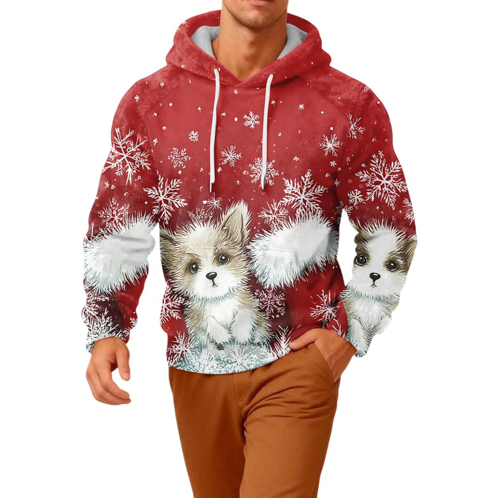 Men's Long-Sleeve Casual Flannel Hooded Sweatshirt