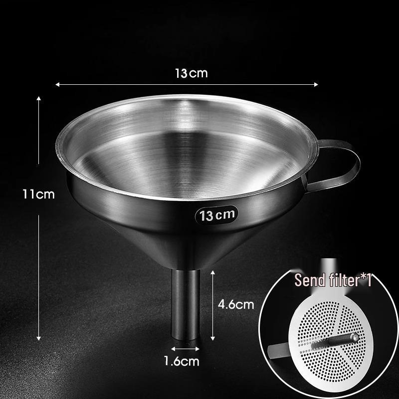 304 Stainless Steel Oil Funnel with Filter – Small Diameter, Food Grade for Household Use
