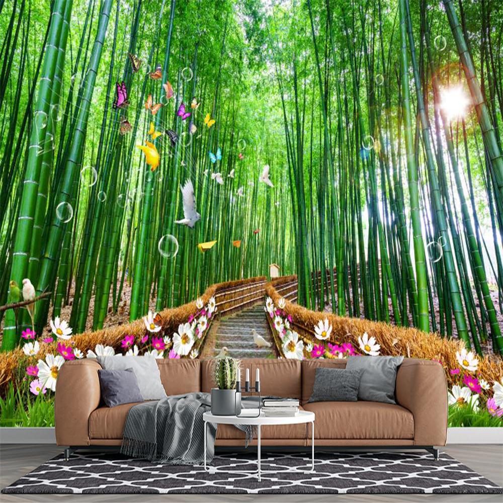 

Landscape Forest Wall Mural 3d Bamboo Mural Living Room Bedroom Forest Wallpaper 200 cm(W) x 140 cm(H)