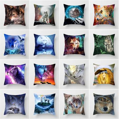 Home Decor Wildlife Print Cushion Cover Wolf King Photo Pillow Cover Home Sofa Decoration Pillowcase 45x45cm
