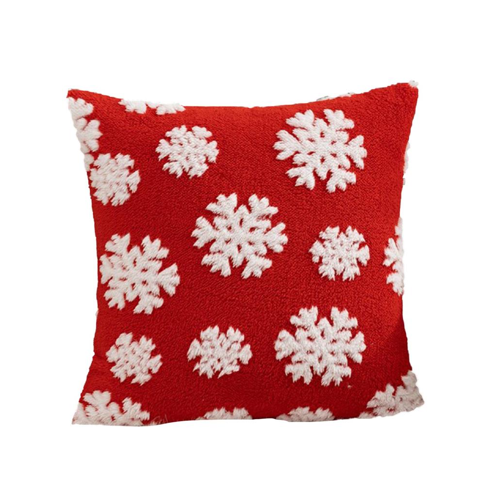 1pc Plush Christmas Tree & Snowflake Design Throw Pillow Cover, Suitable For Living Room, Bedroom, 4 Seasons Decor