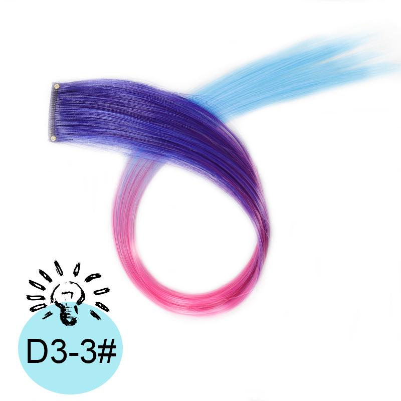 One Card Gradient Hanging Ear Dye Three Color Hair Extension Wig BB Clip Colored Wig Women's Synthetic Wig Halloween Music Festival Party Use