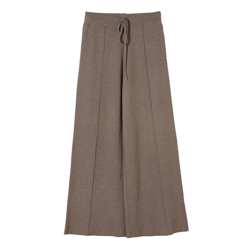 Solid color studio high waist drape knitted pants loose and thin straight casual wide-leg pants women's grandma pants