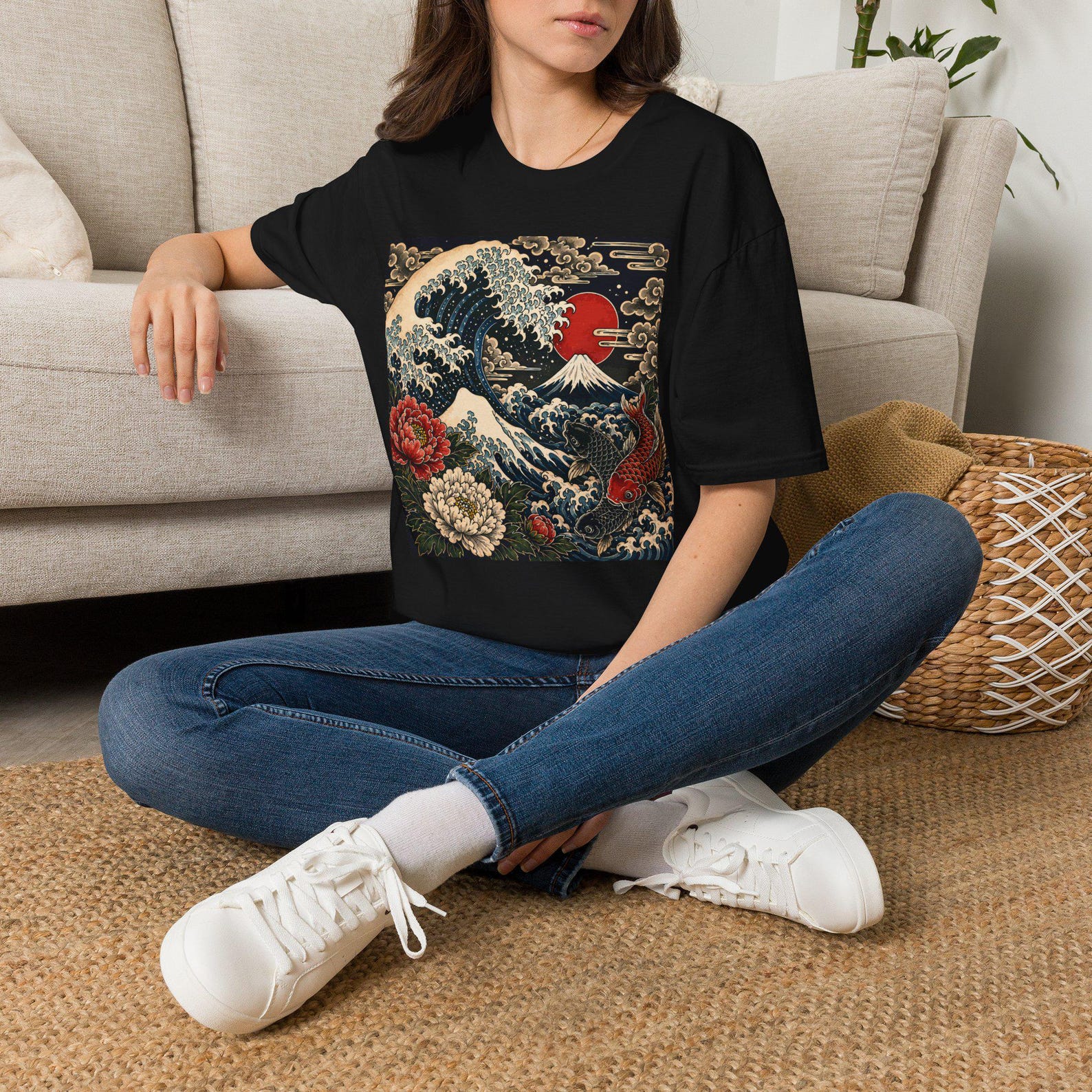Koi Garden Square Edition Lite Tee The Great Wave Series I Japanese Koi Fish Shirt 4XL