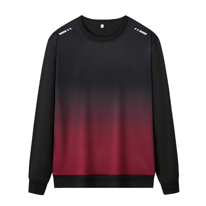 Gradient Hoodie Men's Running Long Sleeved T-shirt Loose Outdoor Hiking Sportswear