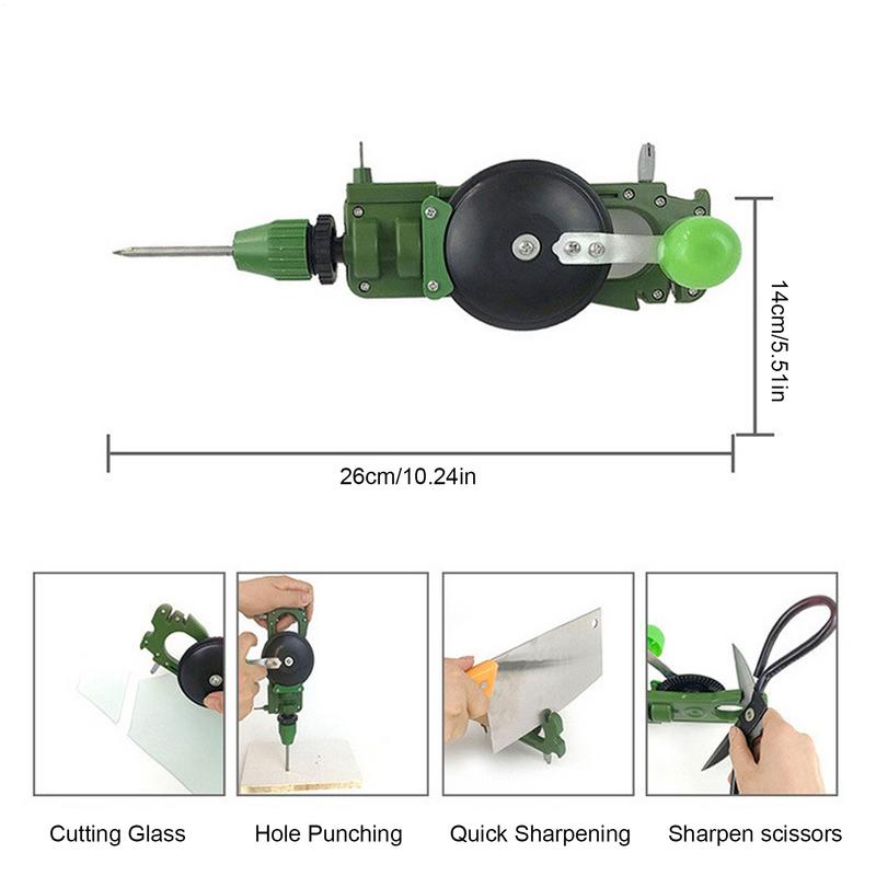 Manual DIY Glass Tile Cutting Construction Tools Multi-functional Glass Cutter with Drilling and Knife Sharpener