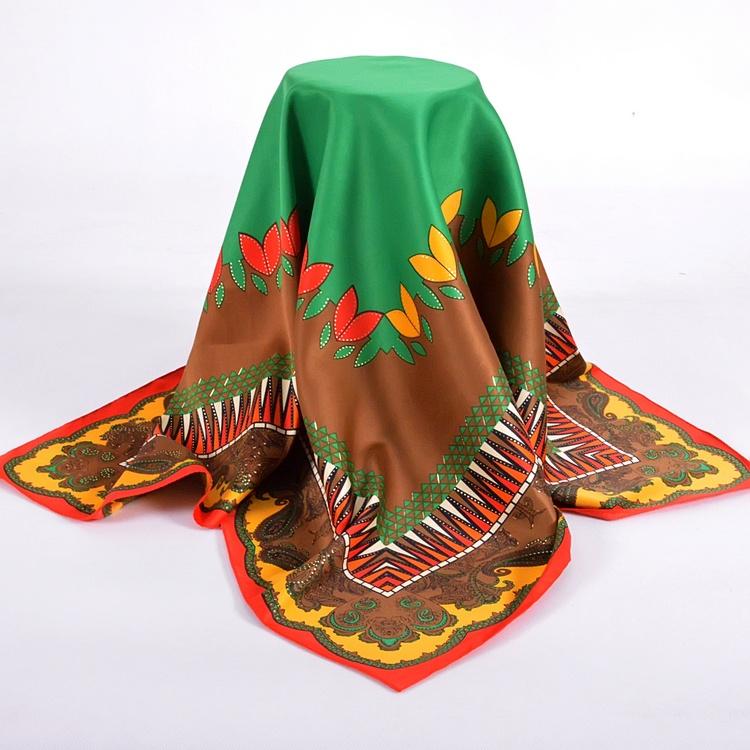 High Quality Silk Scarf Printed  New Arrival  Women Accessories 90*90cm Square Scarves Wraps Golden-plating Design Scarfs