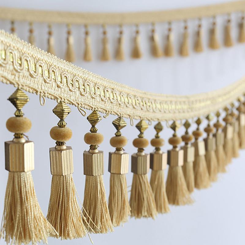 1M Tassel Beaded Fringe Trim Sewing Lace Crafts Trimmings Edging Curtain Accessories Pendant Cushion Table Upholstery Sofa Decor