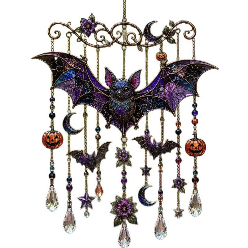 Carillon à vent fantôme suspendu Carillon à vent lumineux d'Halloween Ornement suspendu Intérieur Mur Porte