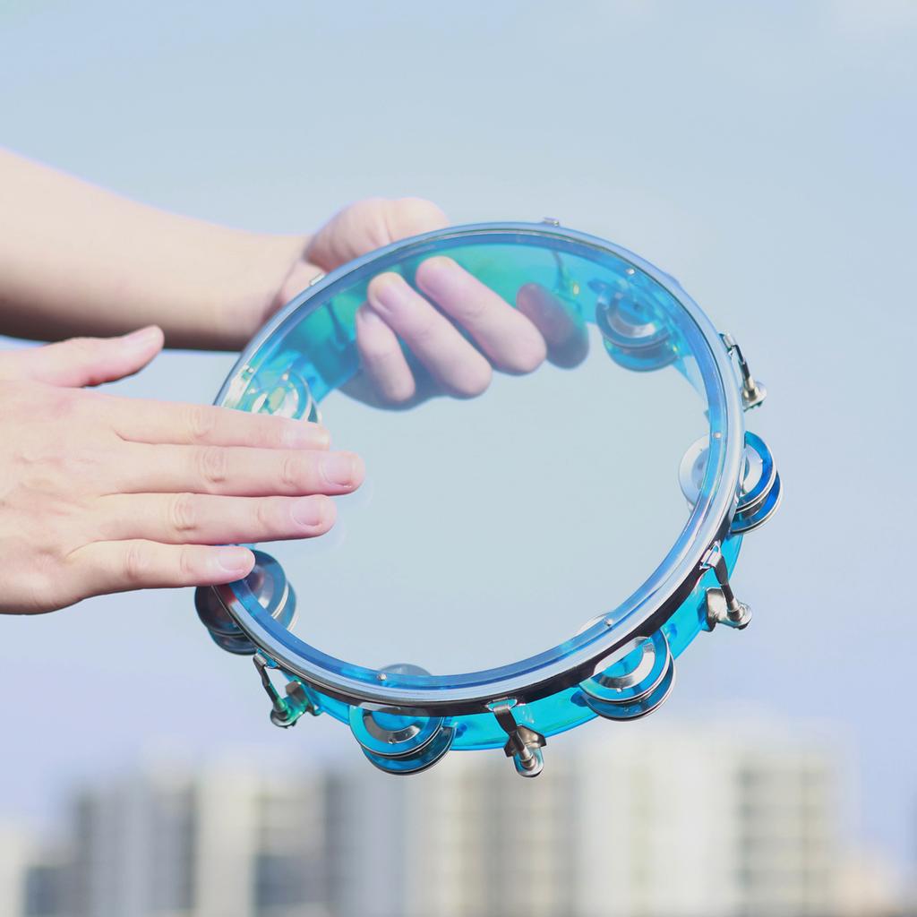8 Inch Tambourine Hand Drum Handbell Drum Self-Tuning Double Row Tambourine Educational Enlightenment Percussion Instrument
