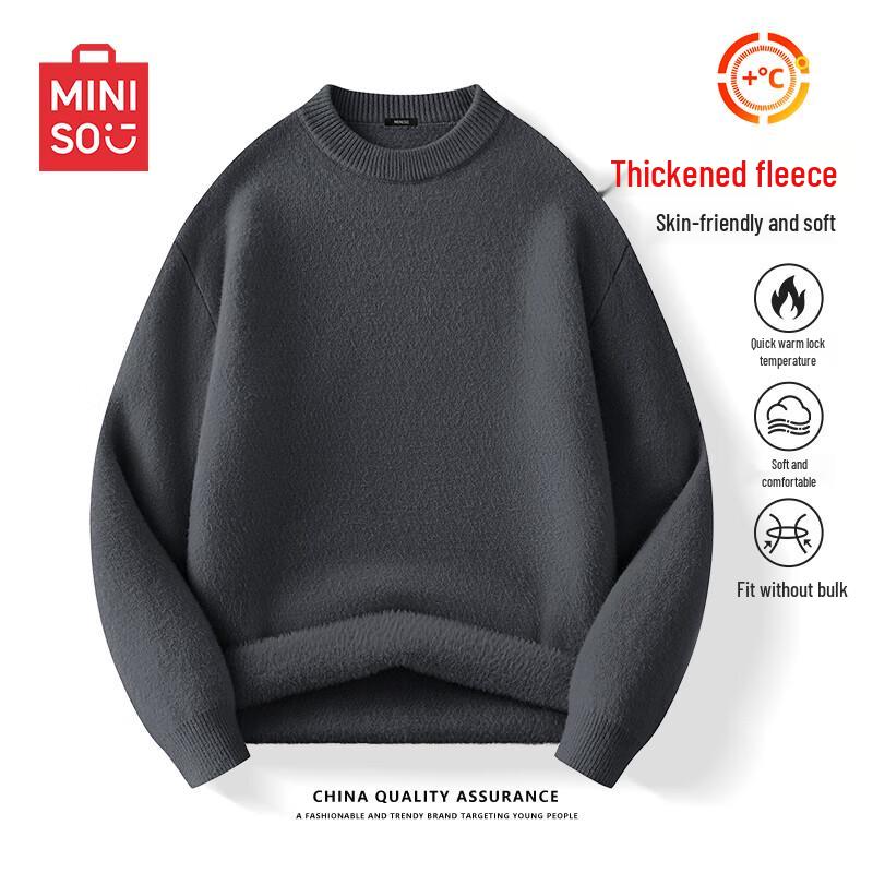 

MINISO Men s Plush Thickened Fine Knit Winter Sweater M